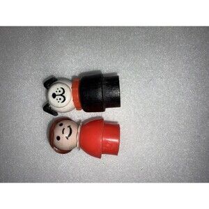 Vintage Fisher Price Little People Dog/Red Little Girl Figure Lot Of 2